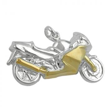 Anhänger 15x27mm Motorrad bicolor Silber 925